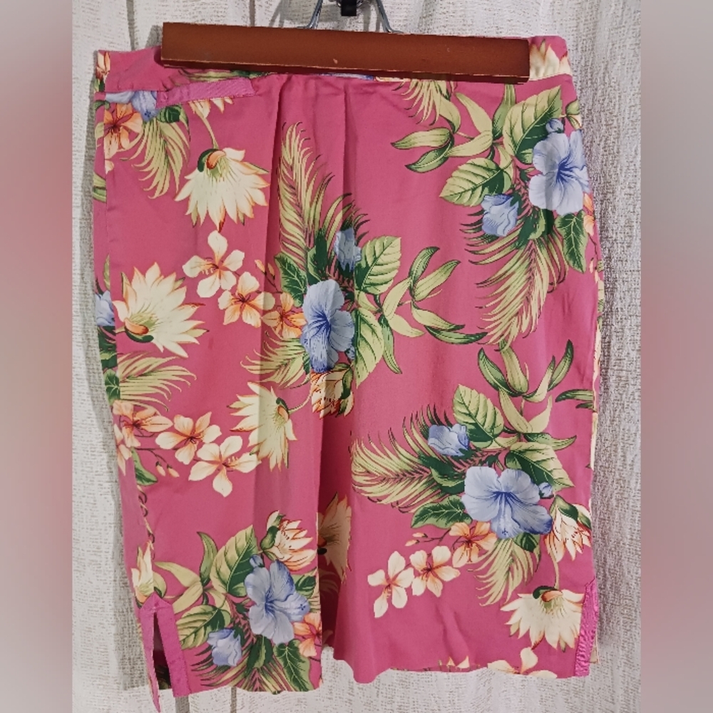 Tommy Bahama cotton floral skirt womens 6 small pocket side slits